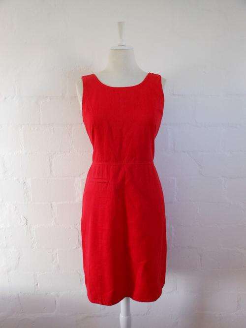 POLO ORIGINAL RED DENIM SLEEVELESS DRESS - SIZE 10