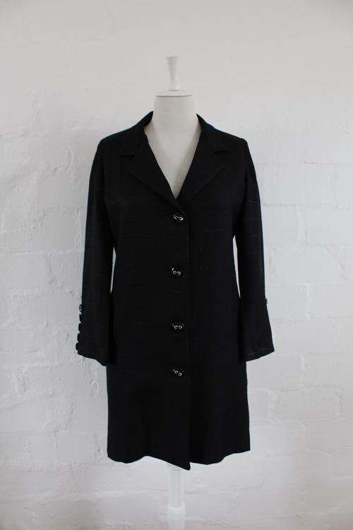 *NEW YEAR SALE - 50% OFF* VINTAGE CHANEL INSPIRED BLACK WOOL STRIPED JACKET - SIZE 8