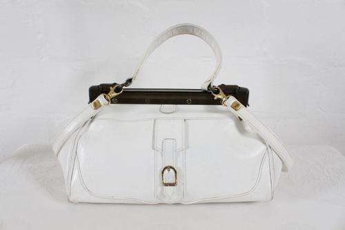 VINTAGE GENUINE LEATHER WHITE DON MICHELE GLADSTONE BAG HANDBAG