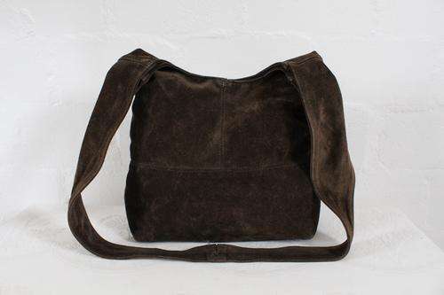 GENUINE SUEDE LEATHER BROWN WOOLWORTHS SLING HANDBAG BAG