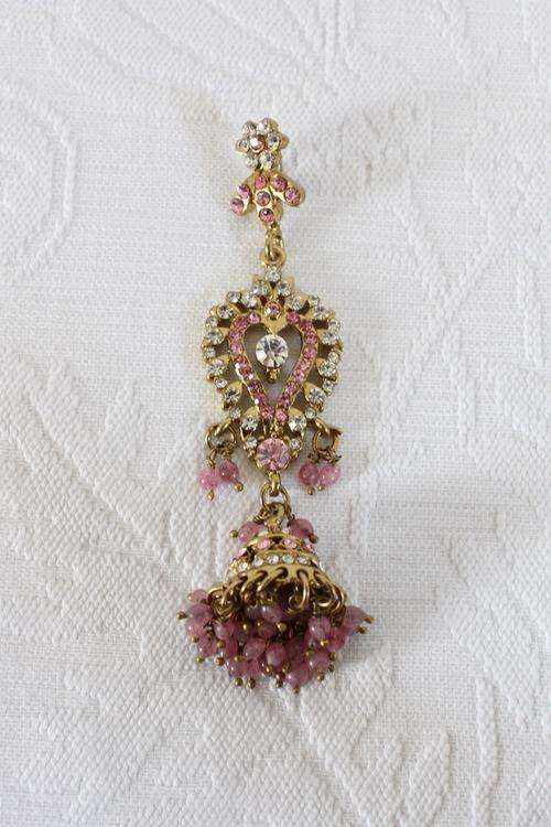 *MIDYEAR BLOW-OUT SALE - 50% OFF!* PINK RHINESTONE CLUSTER GOLD DROP BELL PENDANT FOR NECKLACE - NEW