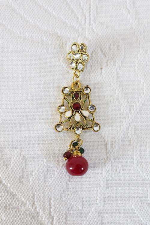 *MIDYEAR BLOW-OUT SALE - 50% OFF!* RED GOLD PLATED RHINESTONE DROP PENDANT FOR NECKLACE - NEW