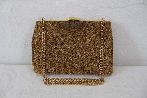*NEW YEAR SALE - 25% OFF!* VINTAGE GOLD FABRIC EVENING CHAIN BAG PURSE