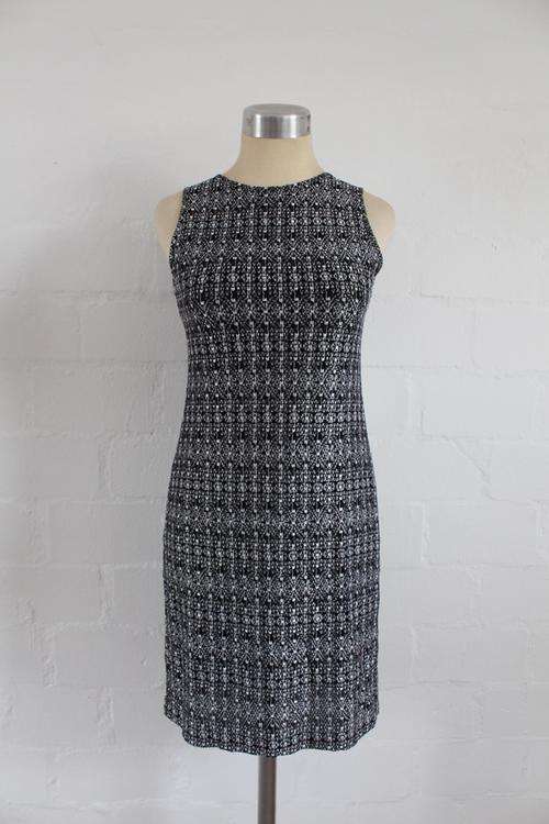 *ERROL ARENDZ* VINTAGE DESIGNER BLACK WHITE SHIFT DRESS - SIZE 10