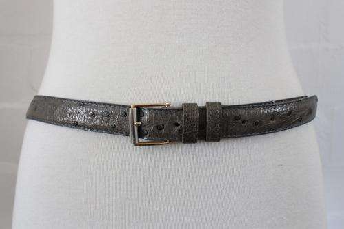 *GENUINE OSTRICH SKIN* GREY LEATHER LADIES BELT - MADE IN SPAIN