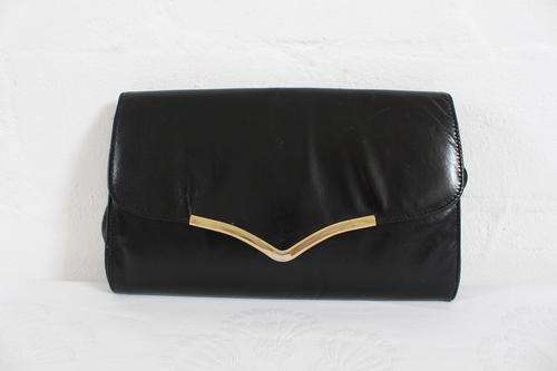 VINTAGE GENUINE LEATHER BLACK BAG HANDBAG TUSCANY