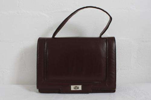 GENUINE LEATHER VINTAGE DARK BROWN HANDBAG BAG