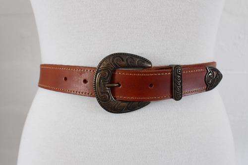 VINTAGE GENUINE LEATHER BROWN WESTERN WAIST BELT