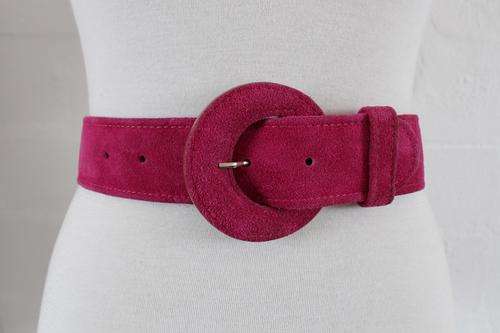 VINTAGE GENUINE SUEDE LEATHER PINK FUSCHIA WIDE WAIST BELT