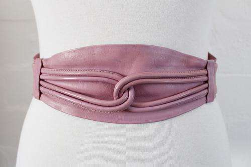 VINTAGE GENUINE LEATHER PINK WIDE WAIST BELT