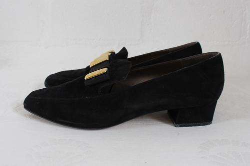 *BRUNO MAGLI* DESIGNER VINTAGE BLACK SUEDE LEATHER LOAFERS SHOES - SIZE 7