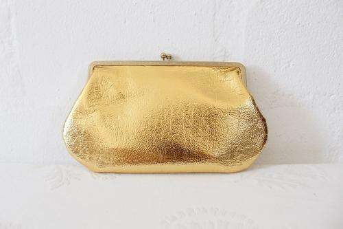 VINTAGE GOLD LAME SMALL CLUTCH BAG PURSE