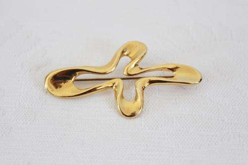 VINTAGE GOLD PLATED ABSTRACT BROOCH PIN