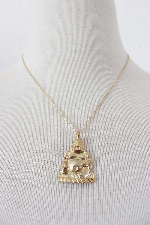 VINTAGE BUDDHA GOLD PLATED BUDDHIST PENDANT CHAIN NECKLACE