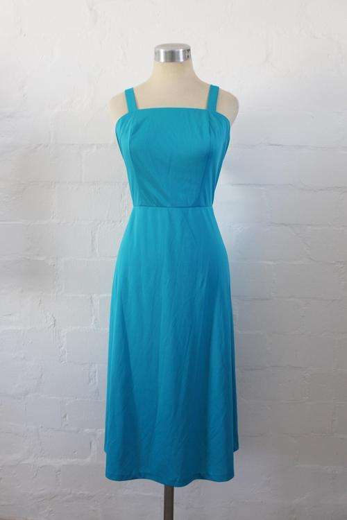 VINTAGE BLUE SIMPLE DAY DRESS - SIZE 12