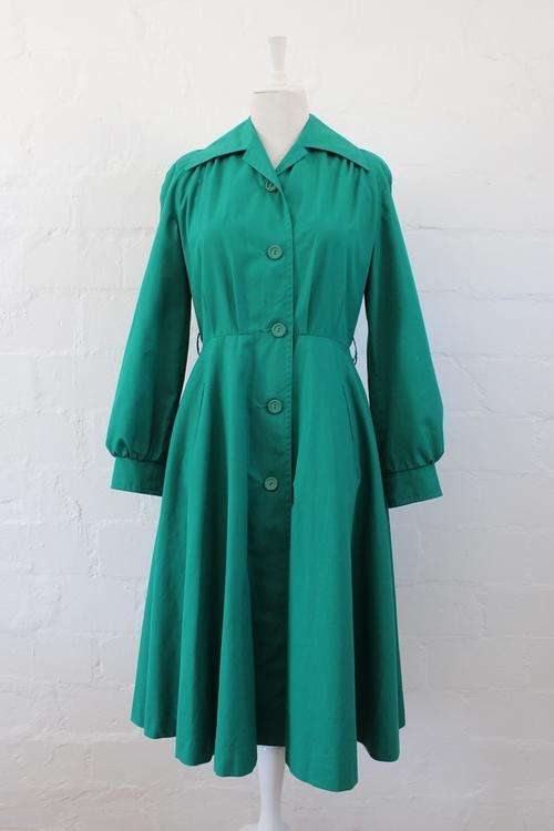 VINTAGE GREEN SWING COAT RAINCOAT JACKET - SIZE 10