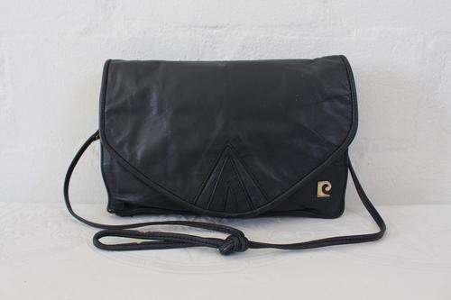 *PIERRE CARDIN* VINTAGE GENUINE LEATHER NAVY BLUE SHOULDER BAG