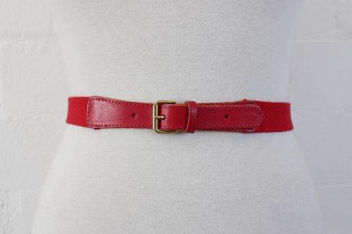 VINTAGE RED GENUINE LEATHER FABRIC WAIST BELT