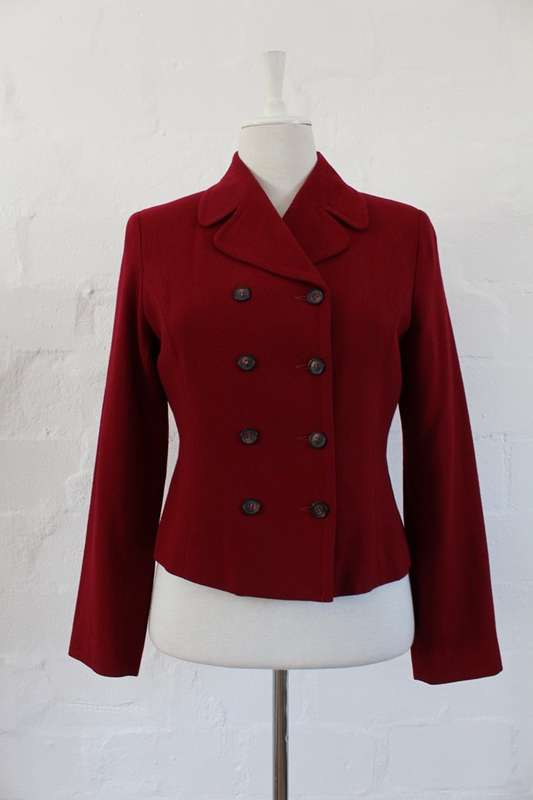 DOUBLE BREASTED RED BLAZER JACKET - SIZE 10