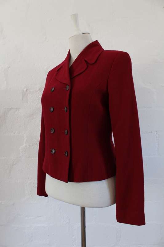 DOUBLE BREASTED RED BLAZER JACKET - SIZE 10