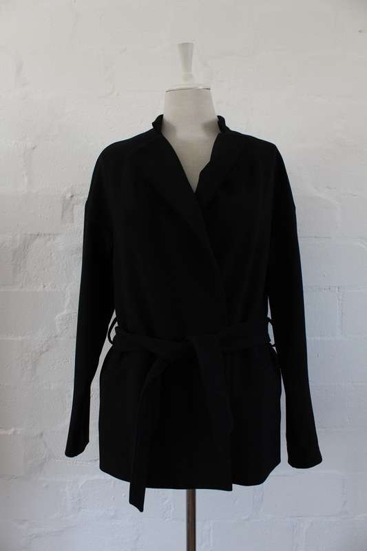 *FLASH SALE - 50% OFF!* *STILE BENETTON* DESIGNER BLACK TIE WAIST COAT JACKET - SIZE 10