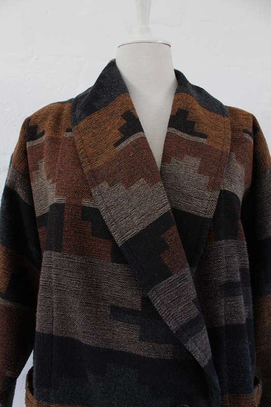 VINTAGE WOOL NAVAJO TRIBAL JACKET COAT - SIZE L