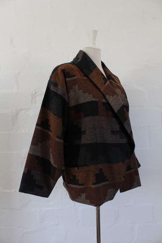 VINTAGE WOOL NAVAJO TRIBAL JACKET COAT - SIZE L
