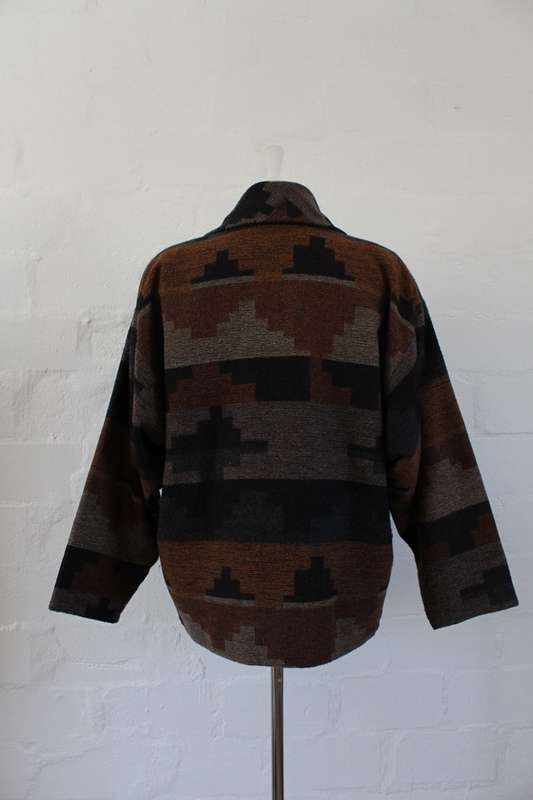 VINTAGE WOOL NAVAJO TRIBAL JACKET COAT - SIZE L