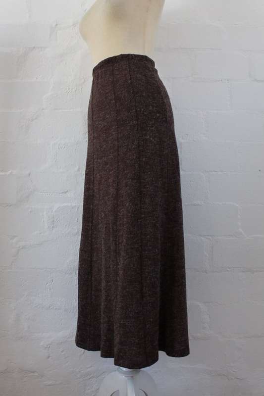 BROWN KNITTED JERSEY MAXI SKIRT - SIZE S