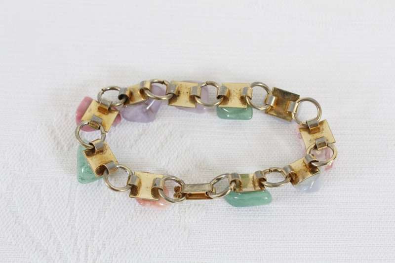 VINTAGE SEMI PRECIOUS GEM STONE BRACELET BANGLE