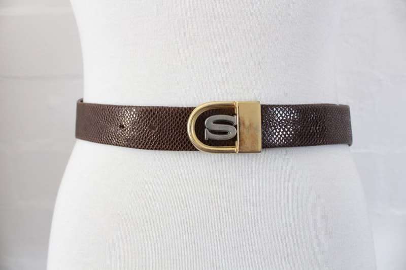 *GENUINE LIZARD SKIN* VINTAGE LEATHER BROWN WAIST BELT