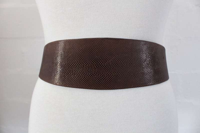 *GENUINE LIZARD SKIN* VINTAGE LEATHER BROWN WAIST BELT
