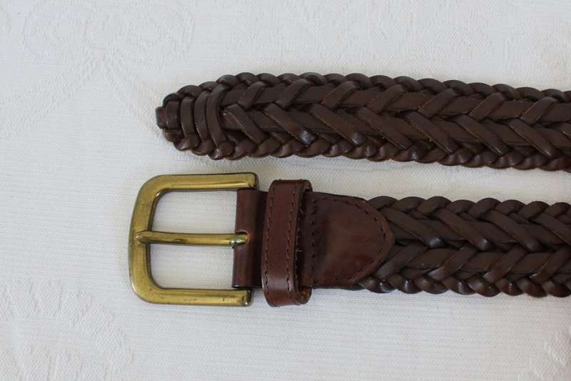 VINTAGE WOVEN BRAIDED GENUINE LEATHER BROWN BELT