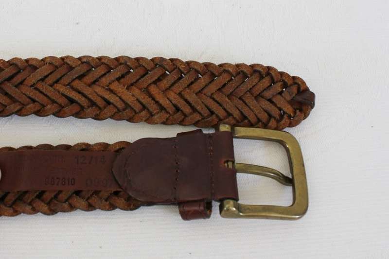 VINTAGE WOVEN BRAIDED GENUINE LEATHER BROWN BELT
