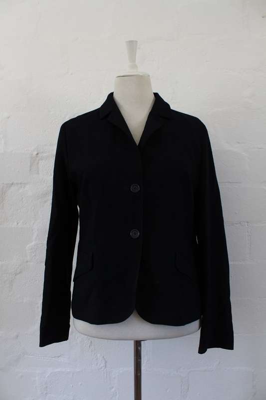 *BALLY* DESIGNER NAVY WOOL JACKET BLAZER - SIZE 12