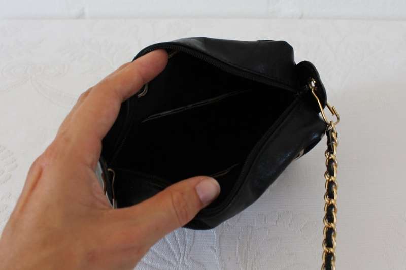MINI VINTAGE ANIMAL PRINT BLACK GENUINE LEATHER CHAIN SLING BAG PURSE