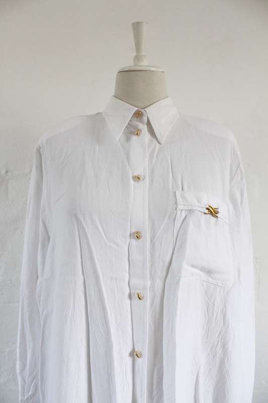 VINTAGE NEUMANN BERLIN DESIGNER WHITE LONG SLEEVE SHIRT TOP BLOUSE - SIZE 18