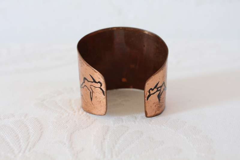 VINTAGE COPPER AFRICAN TRIBAL EMBOSSED CUFF BRACELET BANGLE
