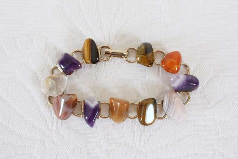 VINTAGE SEMI PRECIOUS GEM STONE BRACELET BANGLE