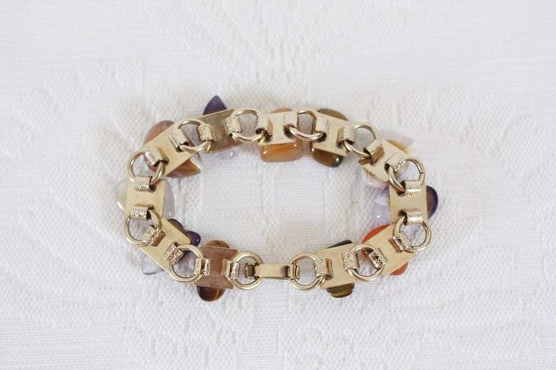 VINTAGE SEMI PRECIOUS GEM STONE BRACELET BANGLE