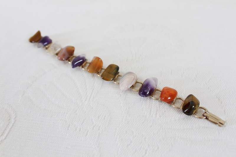 VINTAGE SEMI PRECIOUS GEM STONE BRACELET BANGLE