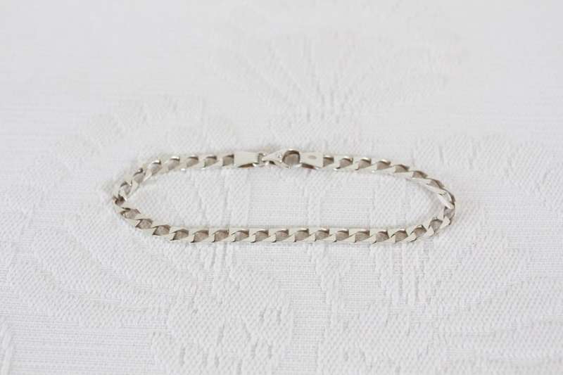 VINTAGE STERLING SILVER ITALY CHAIN LINK BRACELET BANGLE