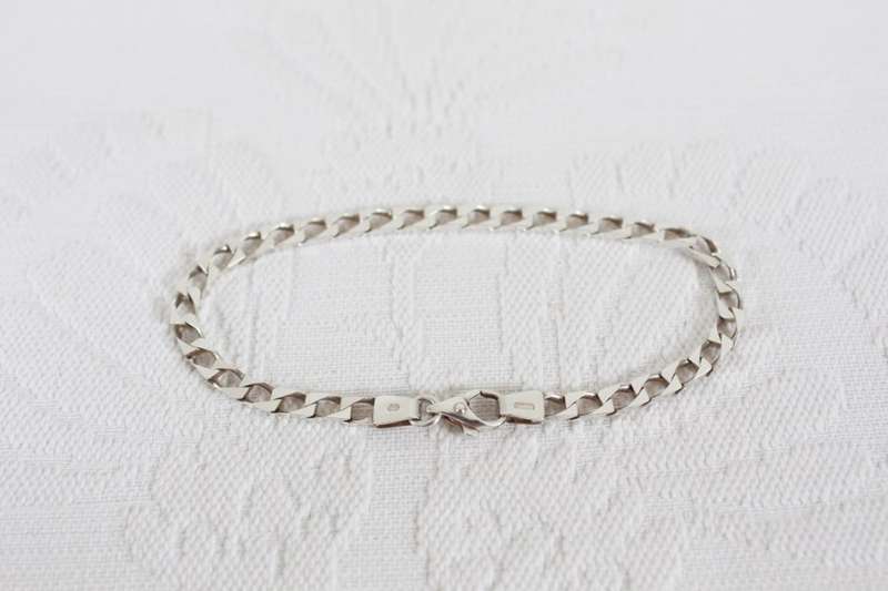 VINTAGE STERLING SILVER ITALY CHAIN LINK BRACELET BANGLE