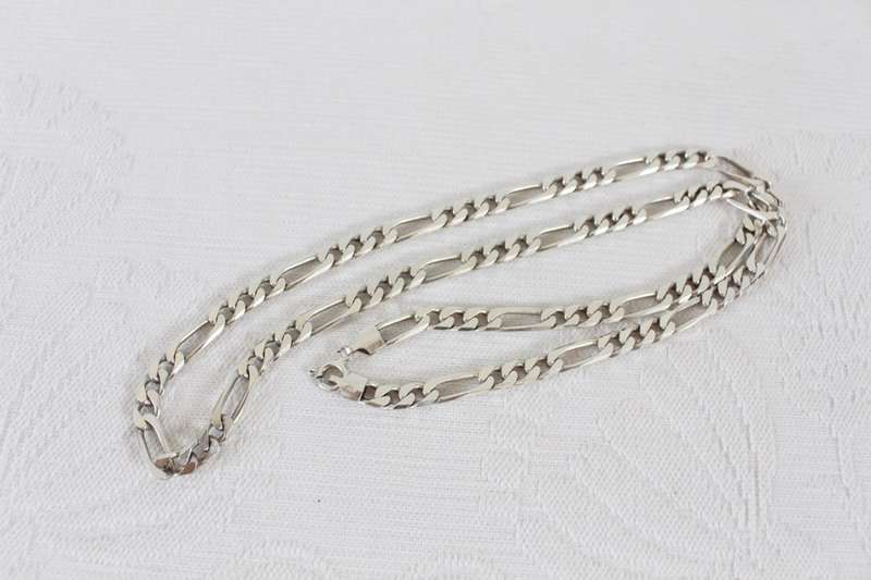 STERLING SILVER VINTAGE WIDE CHUNKY CHAIN NECKLACE