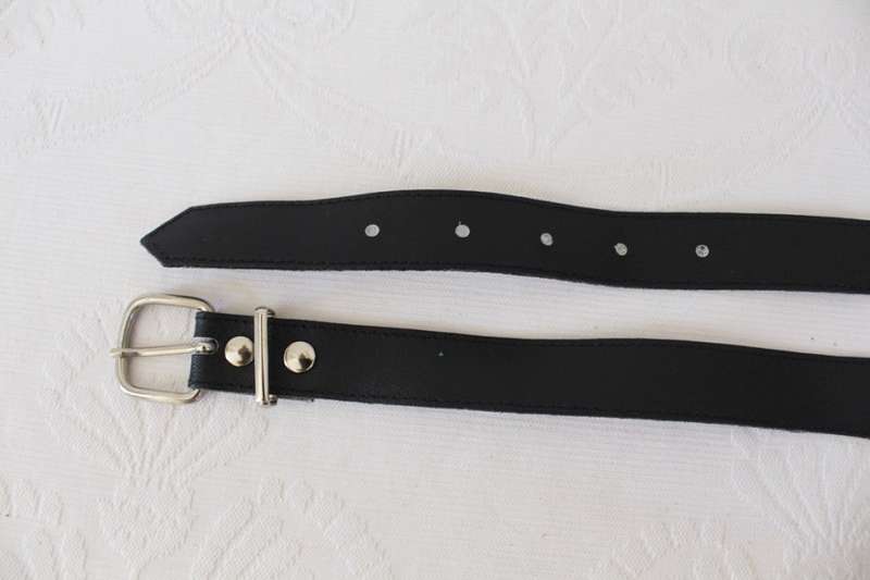 VINTAGE GENUINE LEATHER EMBELLISHED BLACK WIDE WAIST BELT