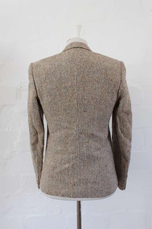VINTAGE WOOL BOUCLE KNIT BEIGE BLAZER JACKET - SIZE 8