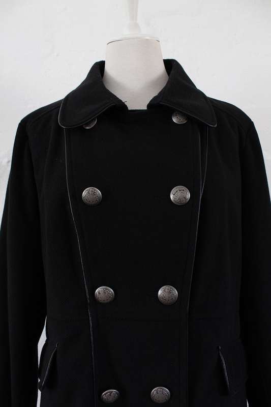 WOOLWORTHS DOUBLE BREASTED BLACK JACKET COAT - SIZE 14