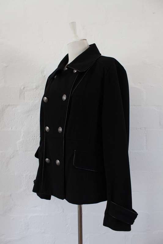 WOOLWORTHS DOUBLE BREASTED BLACK JACKET COAT - SIZE 14