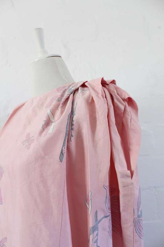 100% SILK VINTAGE PINK FLORAL SLEEVELESS TOP BLOUSE - SIZE L