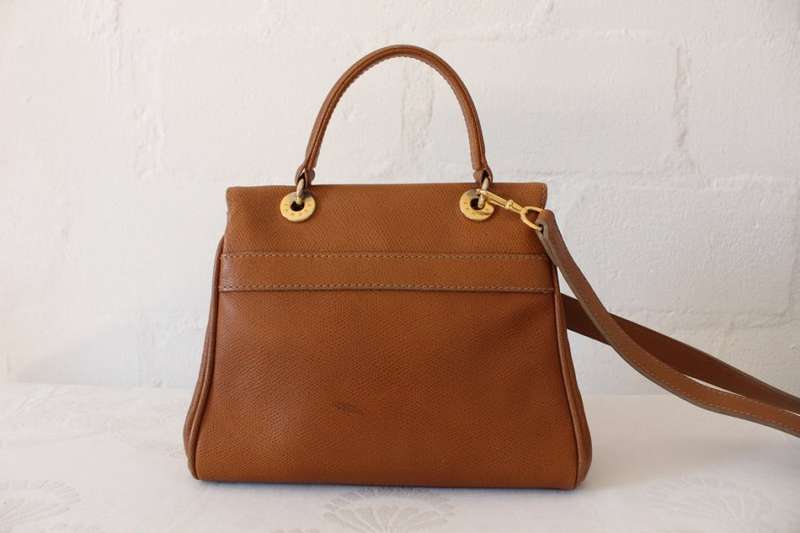 *JIL SANDER* DESIGNER GENUINE LEATHER TAN SMALL SATCHEL HANDBAG BAG